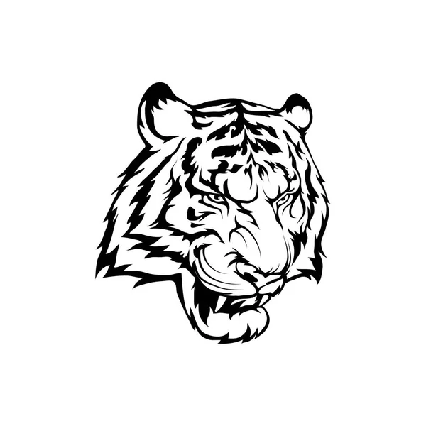 Logotipo cabeça tigre monocromático —  Vetores de Stock