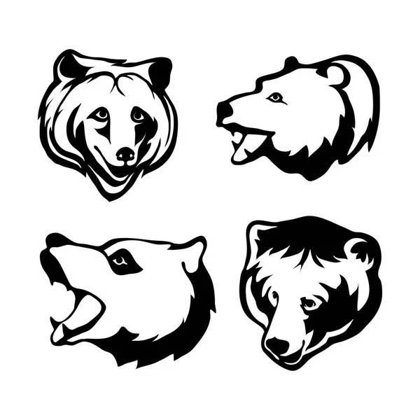 Zbiór logo głowa niedźwiedzia — Wektor stockowy