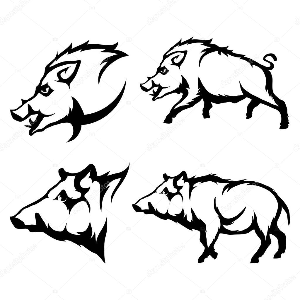 Wild boar logos | Set of wild boar logos — Stock Vector