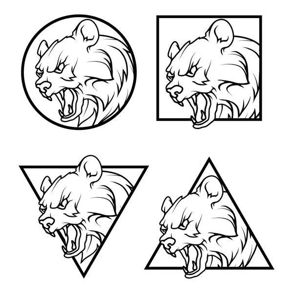 Linea art Logo gatto arrabbiato — Vettoriale Stock