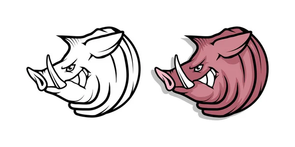 Tehlikeli domuz başları logolar — Stok Vektör