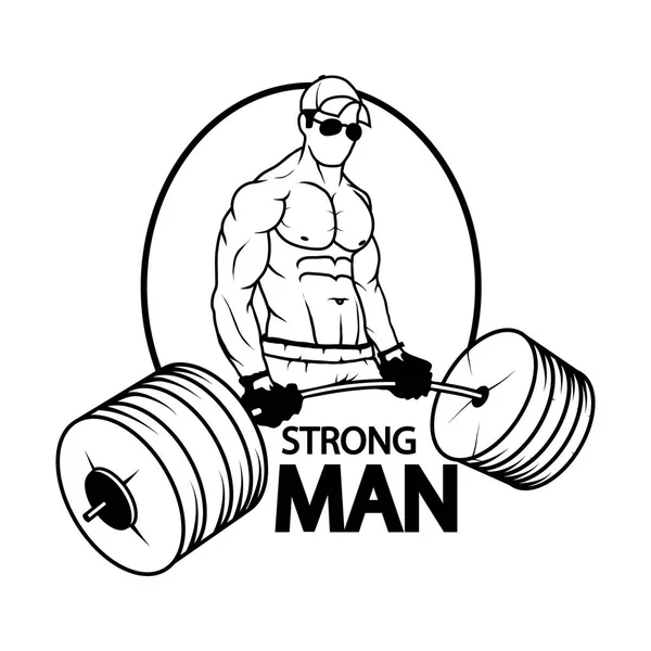 Bodybuilder homme avec haltère — Image vectorielle