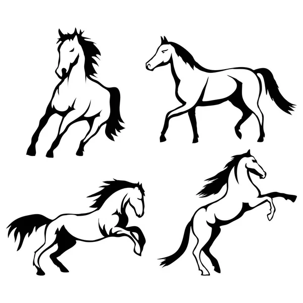 Ensemble de chevaux noirs — Image vectorielle