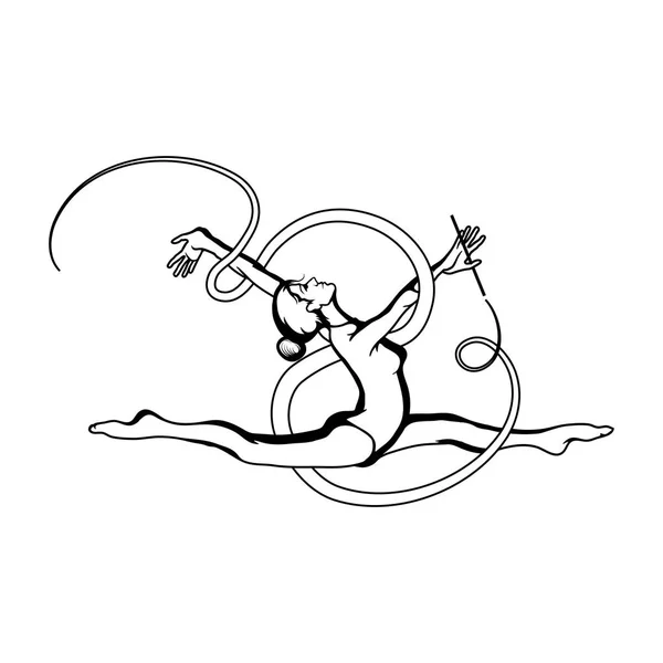 Акробатическая девушка с лентой — стоковый вектор