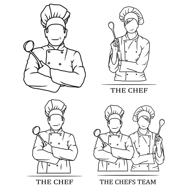 Chef-kok met lepel logo — Stockvector