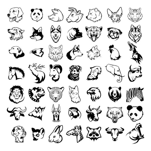 Big animal heads set