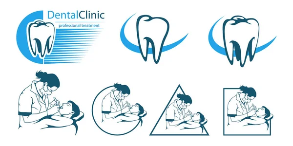 Tıbbi set dişçi — Stok Vektör