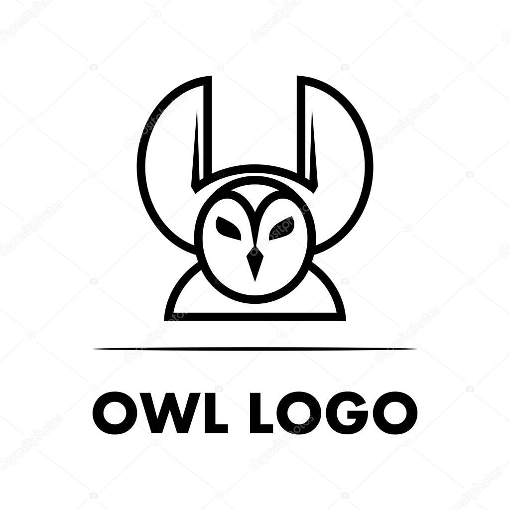 Black and white owl logo ,vector illustration