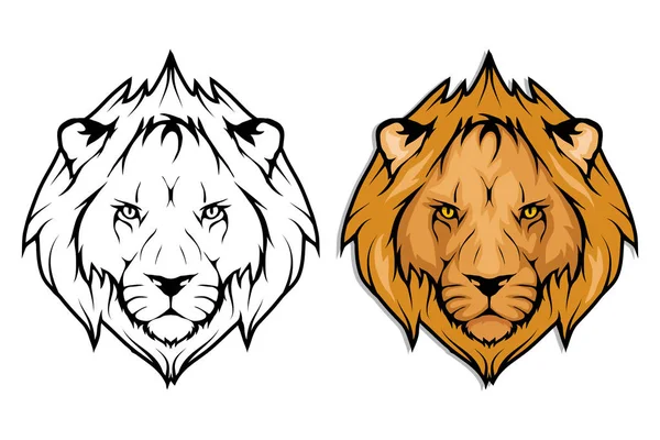 Couleur et lion blanc noir — Image vectorielle