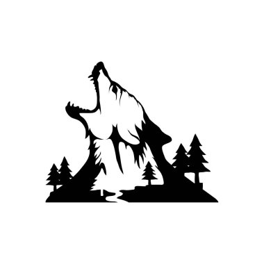 Çin kurt. Kurt baş logo. Vektör çizim 