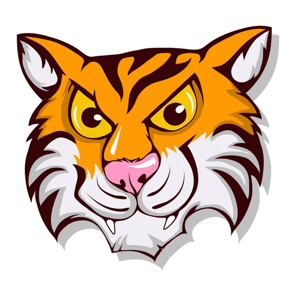 Joli Tigre Dessin Animé Tigre Rugissant Bengale Illustration Vectorielle Visage — Image vectorielle