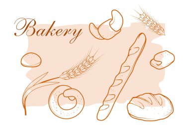 Düz doğrusal uzun gölge renk simgesi beyaz arka plan üzerinde izole yazı ekmek ile ekmek ve un ürünleri