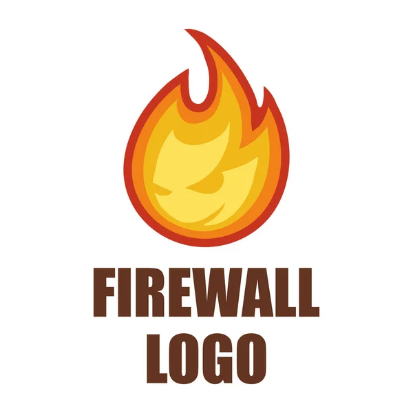 Lunghe Ombre Lineari Piatte Simbolo Del Fuoco Con Logo Firewall — Vettoriale Stock