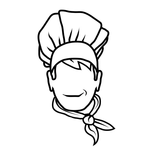 Icône Longue Ombre Linéaire Plate Visage Chef Homme Isolé Sur — Image vectorielle