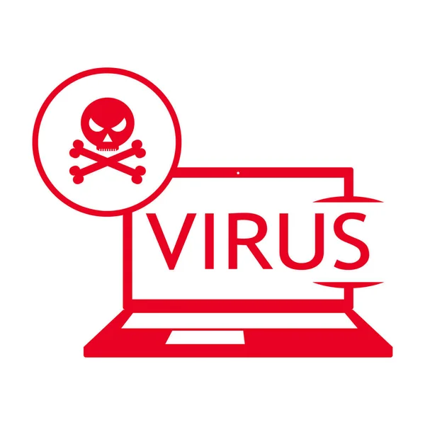 Концепція Комп Ютерних Вірусів Вірус Знищує Комп Ютер Череп Екрані — стоковий вектор