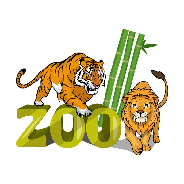 Zoo Concepto Con Animales Del Zoológico Ilustración Vectorial — Vector de stock