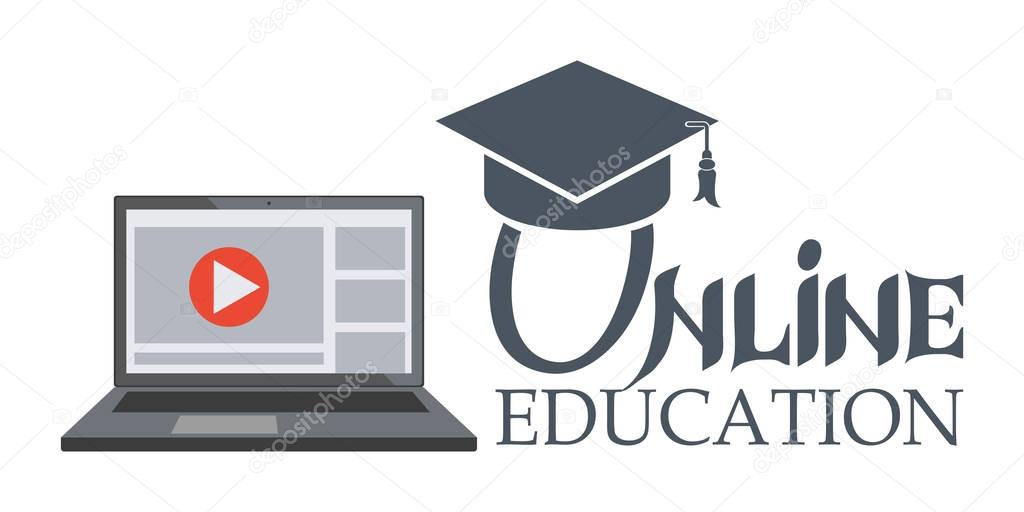 Online education concept icon, vector illustration