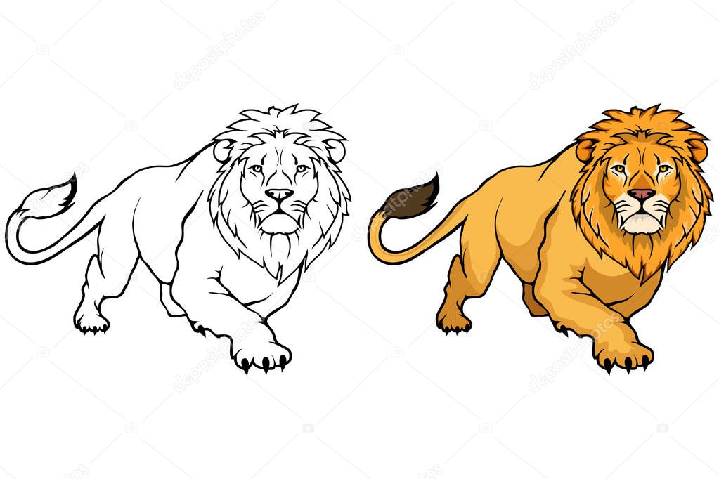 Lion flat logo, vector illustration