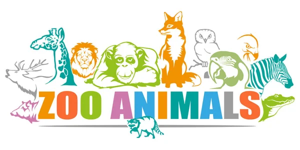 Zoo Concepto Con Animales Del Zoológico — Vector de stock