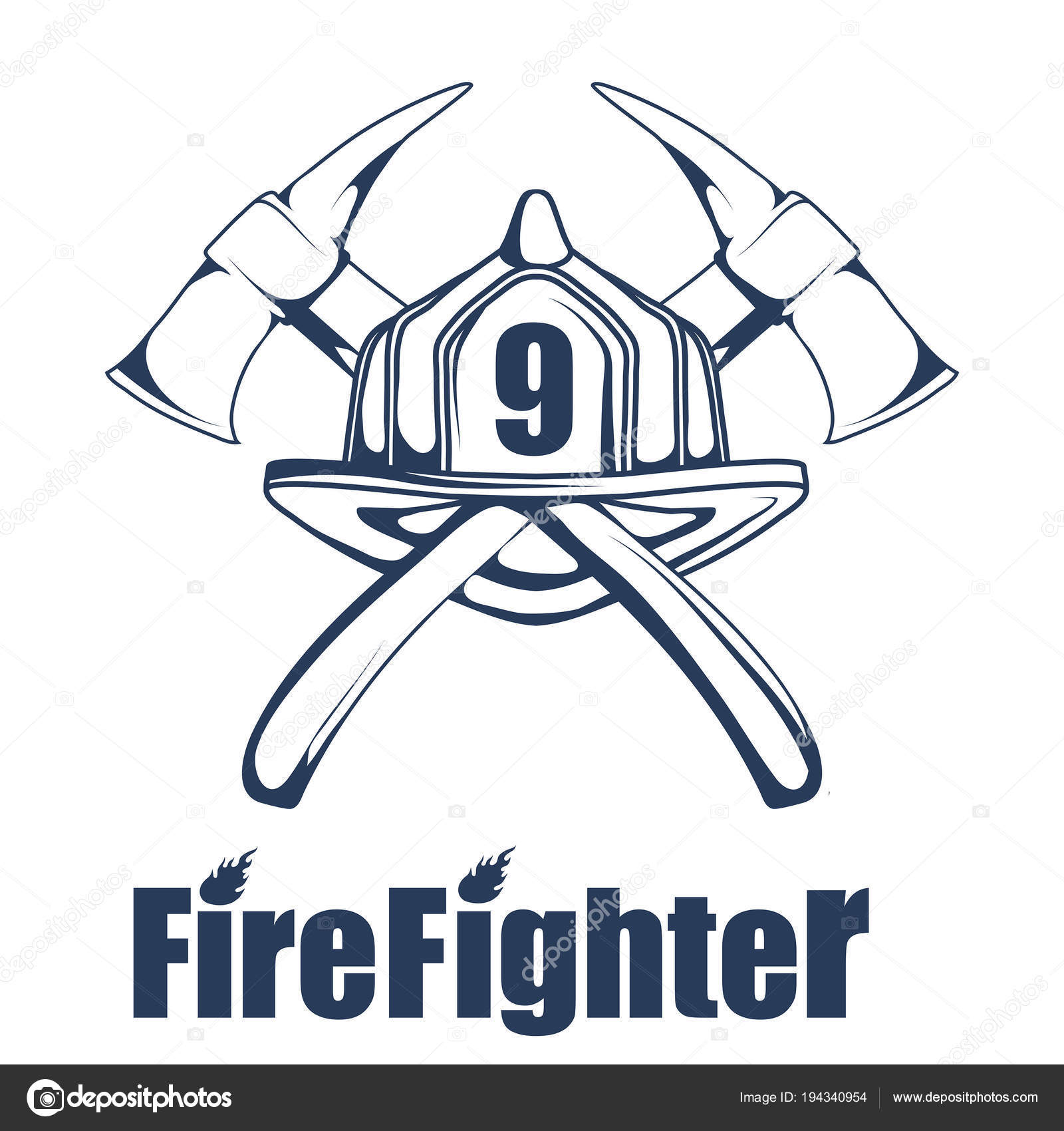 Firefighting Logo Fire Department Label Vector Graphics Design Stock