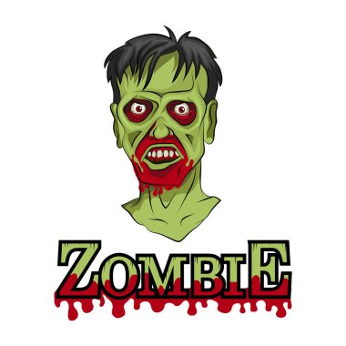 Zombi kafa karikatür. Vektör grafik tasarım