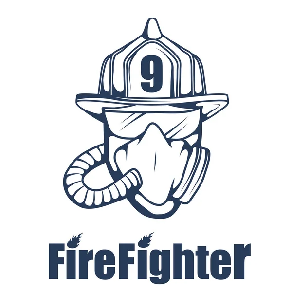 Brandbekämpning Logotyp Firemans Huvudet Mask Brandkåren Etikett Vektorgrafik Att Utforma — Stock vektor