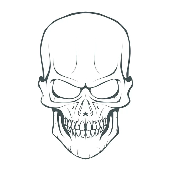 头骨插图 邪恶的头骨在白色背景 矢量图形设计 — 图库矢量图片