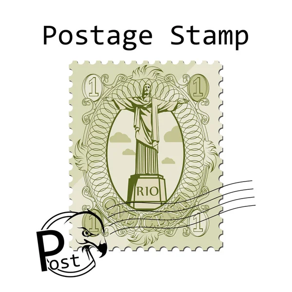 Postage Stamp White Background Vector Illustration — Stock Vector