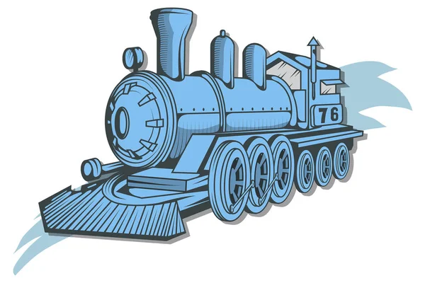 Old Train Logo Locomotive Drawing Steam Transport Vector Graphics Design — Stock Vector