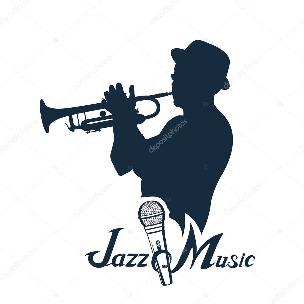 Jazz music party logo, vector illustration