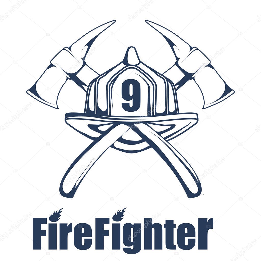Firefighting logo.  Fire department label. Vector graphics to design