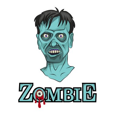 Zombi kafa karikatür. Vektör grafik tasarım