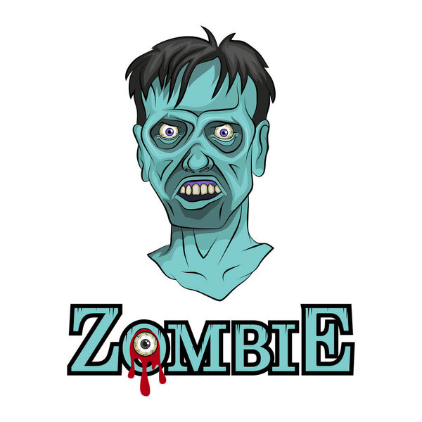 Cartoon Zombie head. Vector graphics to design