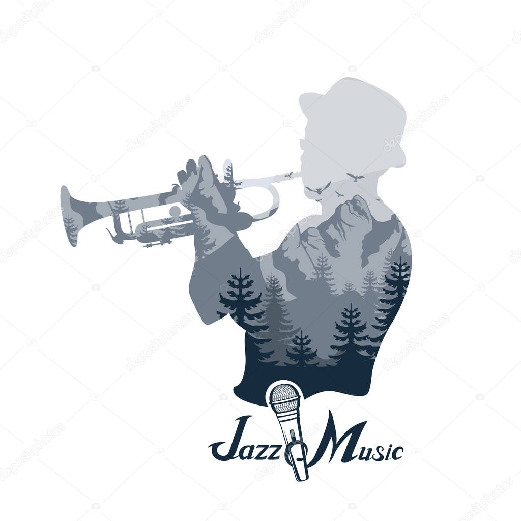 Jazz music party logo, vector illustration