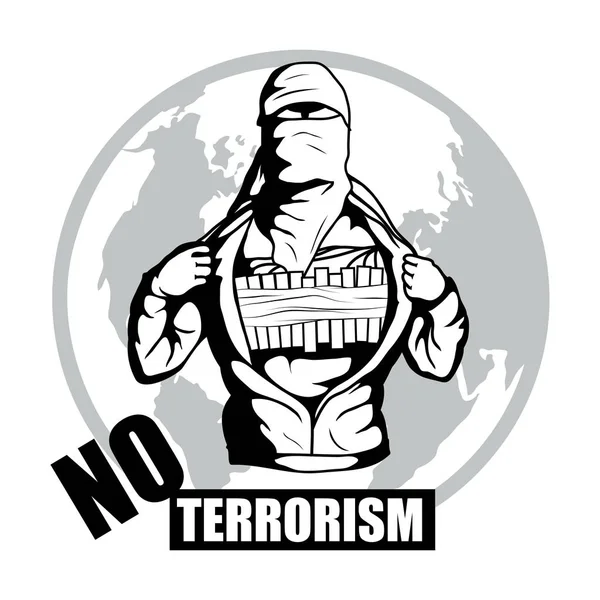 Terroriste Armé Arrêtez Terrorisme Concept Terrorisme Illustration Vectorielle — Image vectorielle