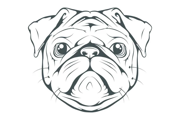 Cabeza Perro Pug Ilustración Vectorial — Vector de stock