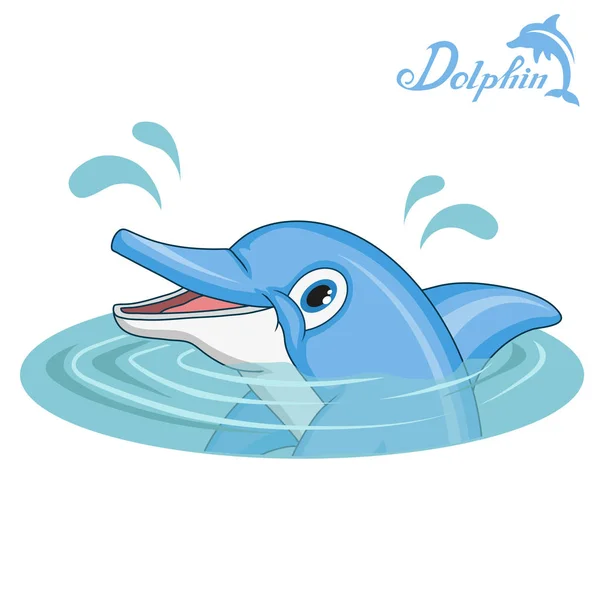 Delfín Delfín Dibujos Animados Animal Marino Ilustración Vectorial — Archivo Imágenes Vectoriales