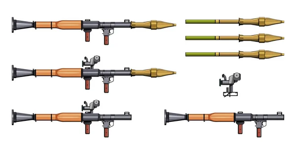 Granada Propulsada Por Cohetes Rpg Armas Fuego Conjunto Imágenes Coloridas — Vector de stock