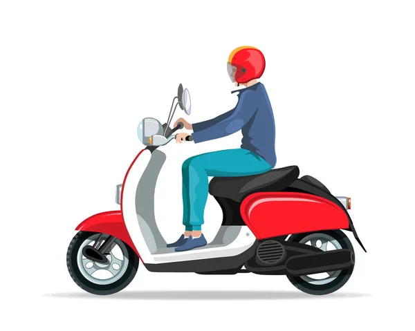 Motorcycle Rider Motorcycle Driver Bike Scooter Moped Retro Scooter Scooter — Stock Vector