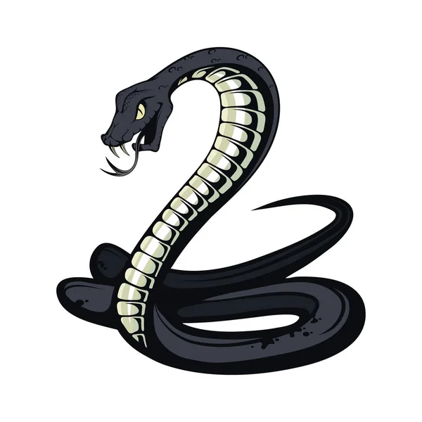 Black Mamba Denti Scoperti Pronti Colpire Illustrazione Vettoriale Del Serpente — Vettoriale Stock