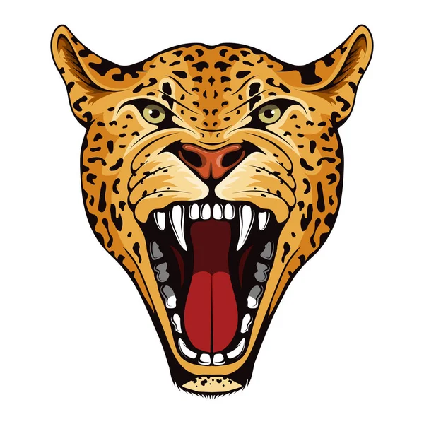 Jaguar Panther Amerikanischer Tiger Panther Mit Wütender Miene Jaguar Head — Stockvektor