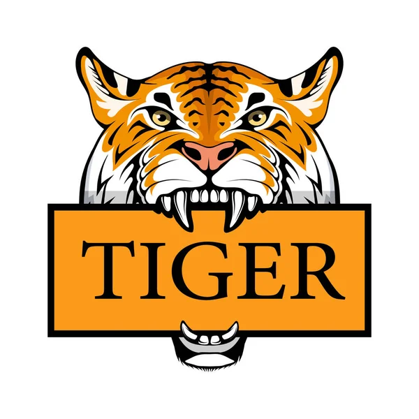 Cara Tigre Enojado Aislado Sobre Fondo Blanco Adecuado Como Logotipo — Vector de stock