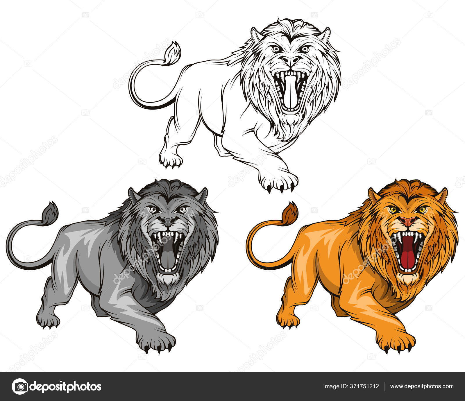 Sint Brølende Løve Står Kong Løve Rovdyr Logoen Til Løvemaskotfarger  stockvektor © korniakovstock@gmail.com #371751212, image size:1600x1380