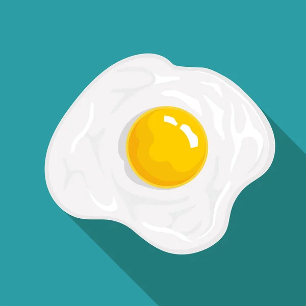 Omelette Icona Piatta Isolato Sfondo Blu Con Lunga Ombra Illustrazione — Vettoriale Stock