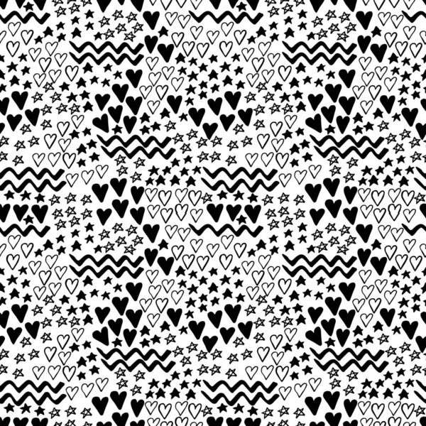 Black and white hand drawn vector seamless pattern suitable for wrapping paper, wallpaper, textile design, web design, stationery and more