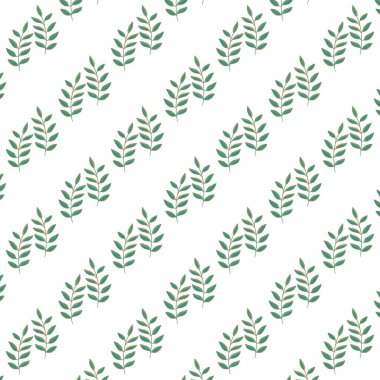 Yumuşak yeşil bitkilerle kusursuz desen. El çizimi illüstrasyon.  