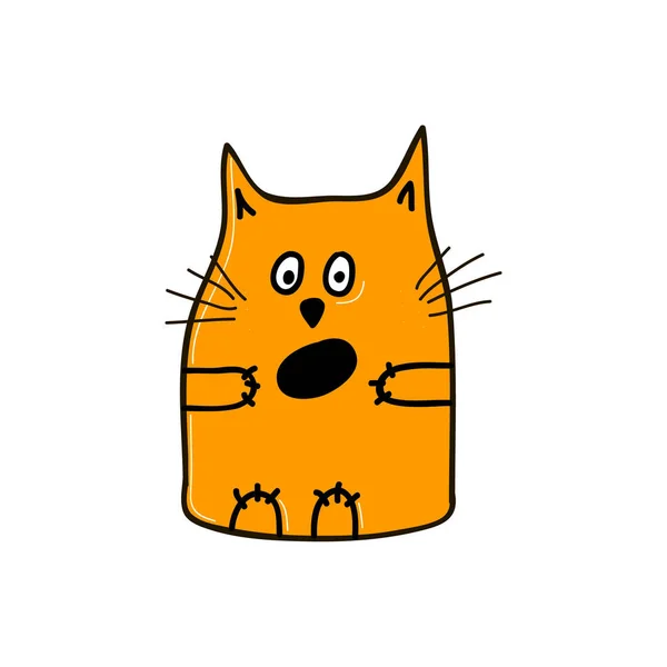 Sehr Überraschte Orangefarbene Katze Mit Offenem Maul Vektorillustration — Stockvektor