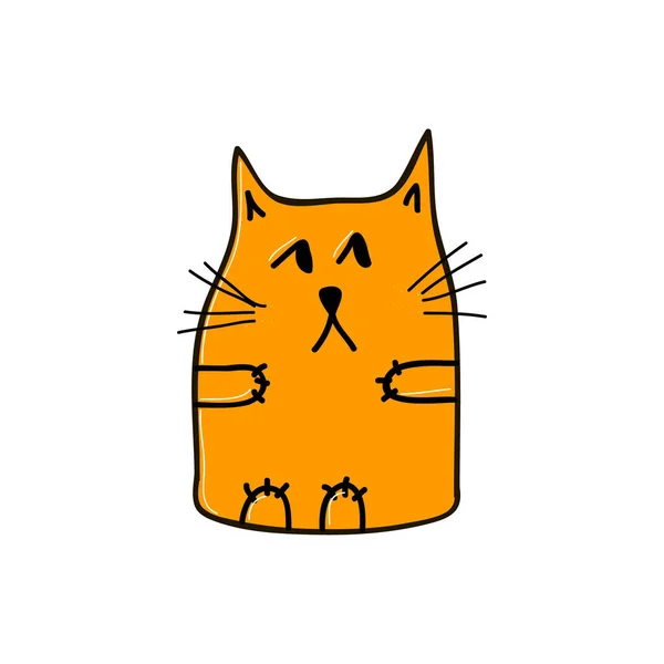 Nachdenkliche Orangefarbene Katze Vektorillustration — Stockvektor