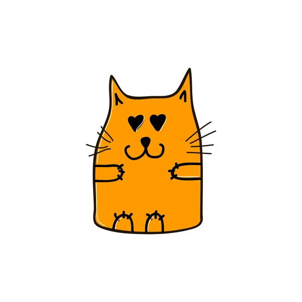 Orange Cat Love Vector Illustration — Stock Vector