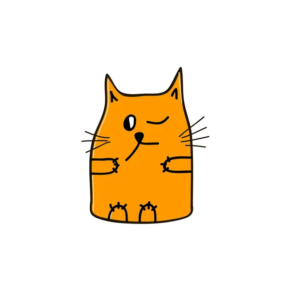 Neugierige Orangefarbene Katze Mit Einem Offenen Und Einem Geschlossenen Auge — Stockvektor